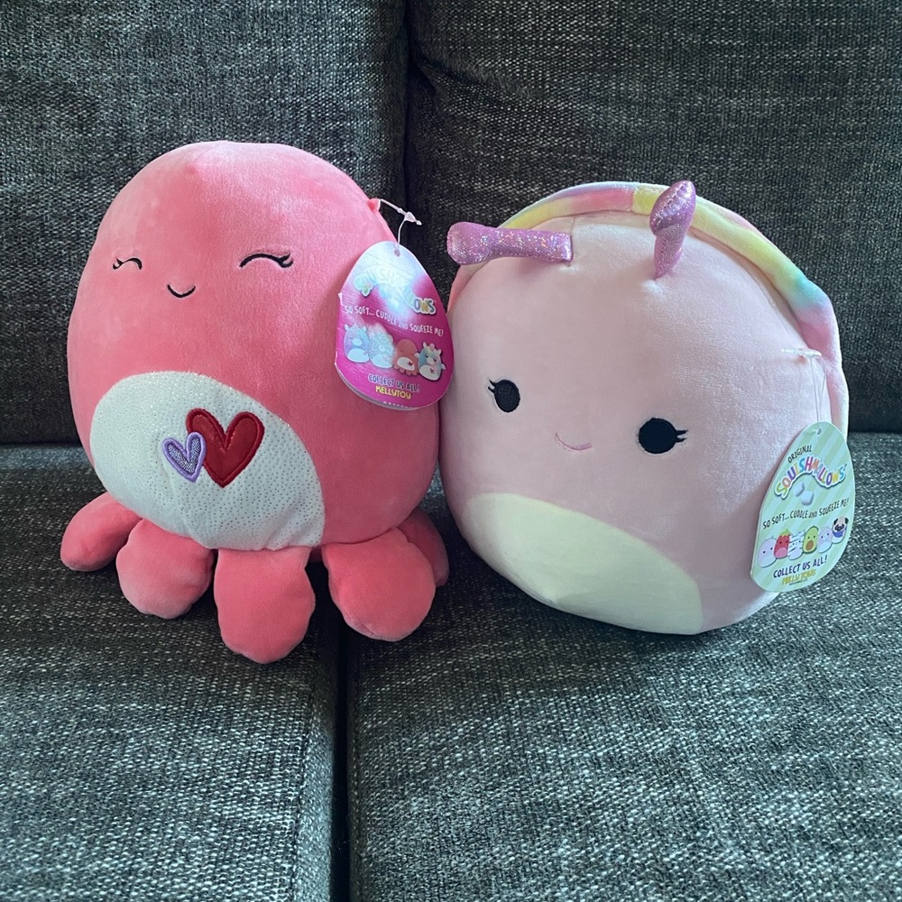 Pair of NWT Squishmallows 8” Abby the Octopus and Silvina the Snail